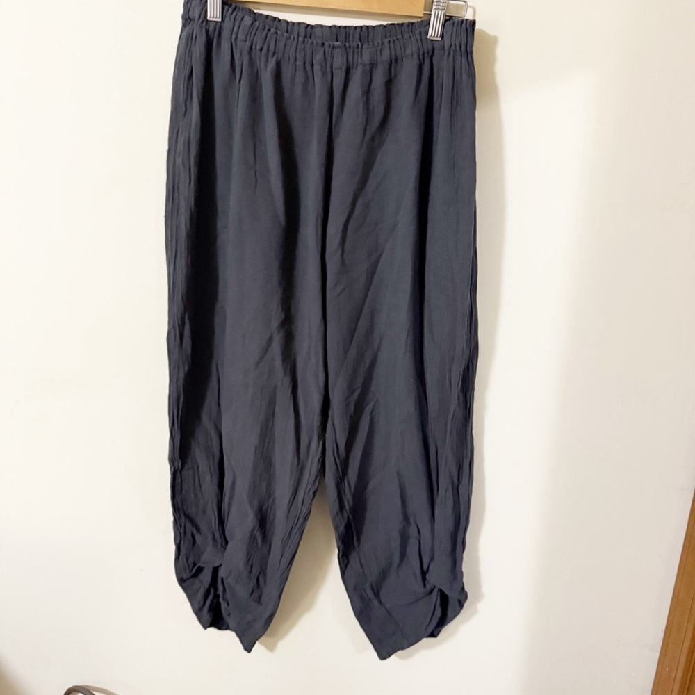 Oh My Gauze Womens Gray Pull On Pants Size 2 Lagenlook Boehmian
